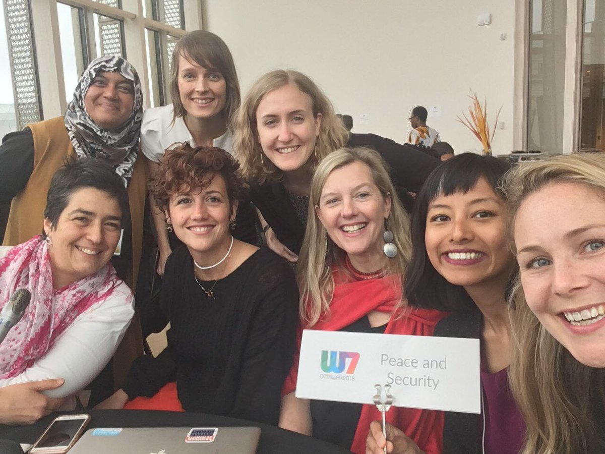 Our amazing and hard-working group has now developed recommendations for the #G7 on Women, Peace and Security - stay tuned! @NobelWomen  @h_rbond @Inter_Pares #theFUTUREisFEMINIST