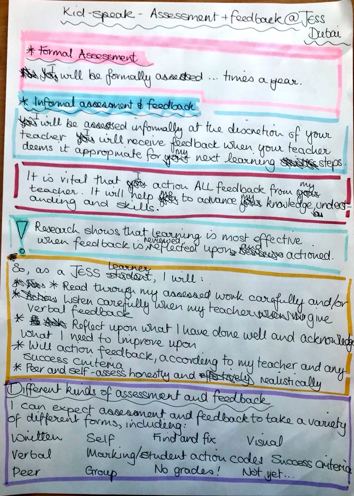 melanieguidera's tweet image. The Assessment and Feedback group @JESS_Secondary have been powering through the development of policy - but what do we need the kids to know? #JESSprogress #JESSteachingandlearning #feedbackforprogress thanks for the inspiration @DrMikeEducation @TeacherToolkit @DavidTLowbridge