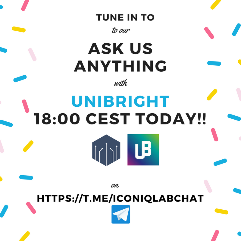 DDA_GmbH's tweet photo. Today we are doing an ASK US ANYTHING session with our portfolio company @UnibrightIO on our Telegram https://t.co/tcLOkj3ZdK so bring in your thinking hats and ask away - starts at 18:00 and we'll start taking your questions from 17:00 #Unibright #ico #crypto #IconiqLab https://t.co/sX0P2fVxK7