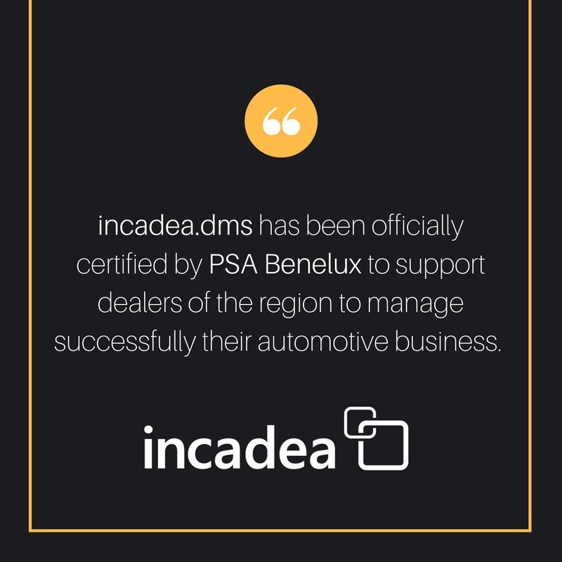 #incadea.dms has been officially certified by PSA Benelux. Read the full story here: ow.ly/gWeq50hbjYC