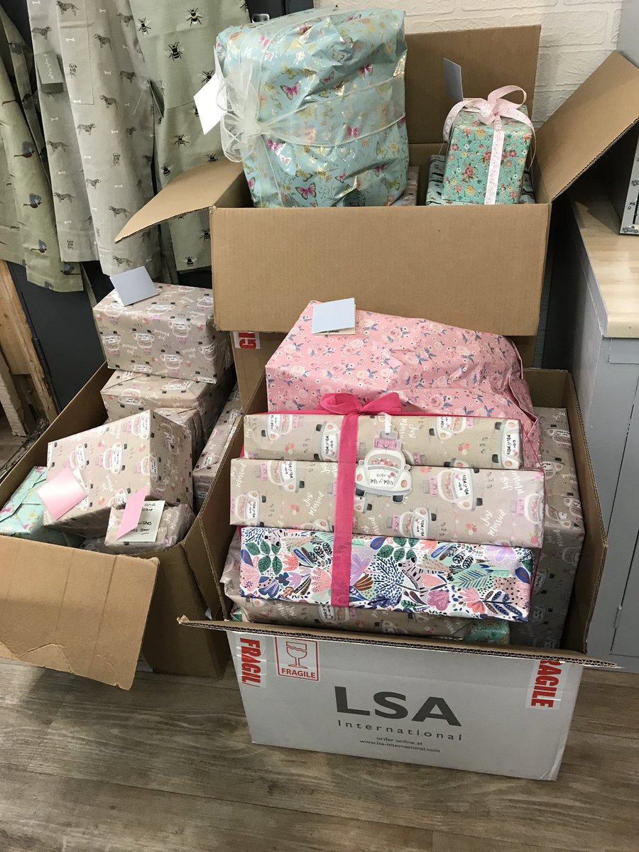 Wedding presents ready to deliver to the happy couple Thanks to <a href="/artworxgallery/">Artworx Gallery</a> for the loan of the trolley #weddinggift #shoplocal