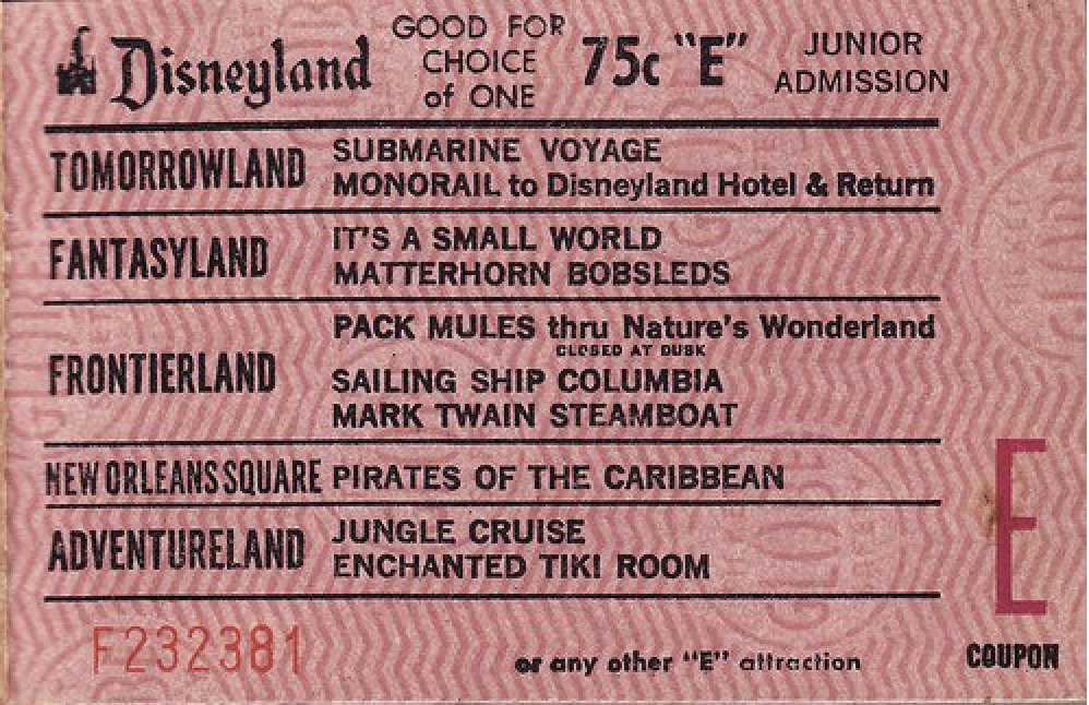 Old Disneyland Ticket