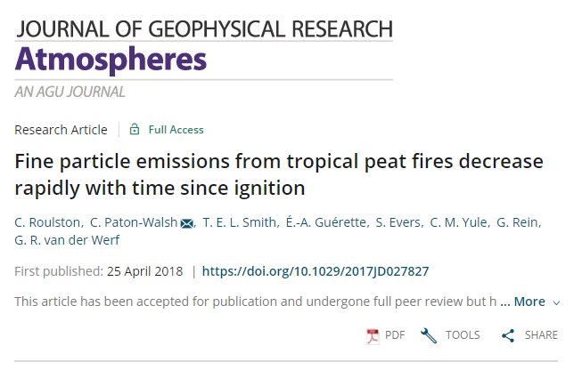 DrTELS's tweet photo. New paper on particulate matter (PM) emissions from peat fires published online today: 'Fine particle emissions from tropical peat fires decrease rapidly with time since ignition'
Field sites in North Selangor, Malaysia
Co-authors @Trocari @UOW @ImperialHazelab @VUamsterdam 1/ https://t.co/FlOUit3d5W
