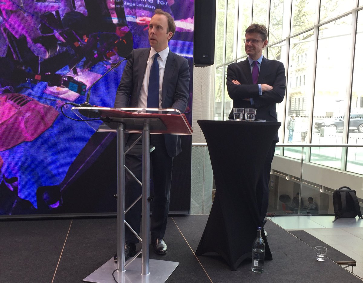 Launch of the UK’s AI Sector Deal- <a href="/MattHancock/">Matt Hancock</a> @GregClarkMP AI is at the heart of the Industrial Strategy - if used in the right way it is crucial to the future of the UK economy. The UK government’s commitment to lead the world in #AI #machinelearning <a href="/DigiCatapult/">Digital Catapult</a>