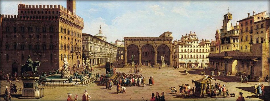 17. Salviati, à la tête d’une cohorte armée, quitte Santa Maria del Fiore pour aller attaquer le Palais de la Seigneurie, siège du gouvernement de la République, accompagné par une foule de sympathisants au cri de « Liberté, Liberté ».