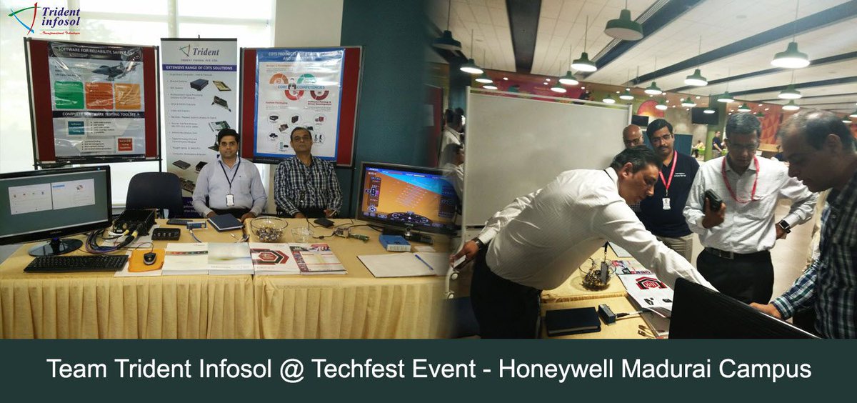tridentinfosol's tweet photo. Trident Infosol participated in #TechnologyFest event conducted @Honeywell Madurai Campus and showcased its latest technologies, products and solutions that could be adopted by @Honeywell_Aero &amp; Non-Aero Products teams - https://t.co/IyyCk7btAC https://t.co/DLDZuykDju