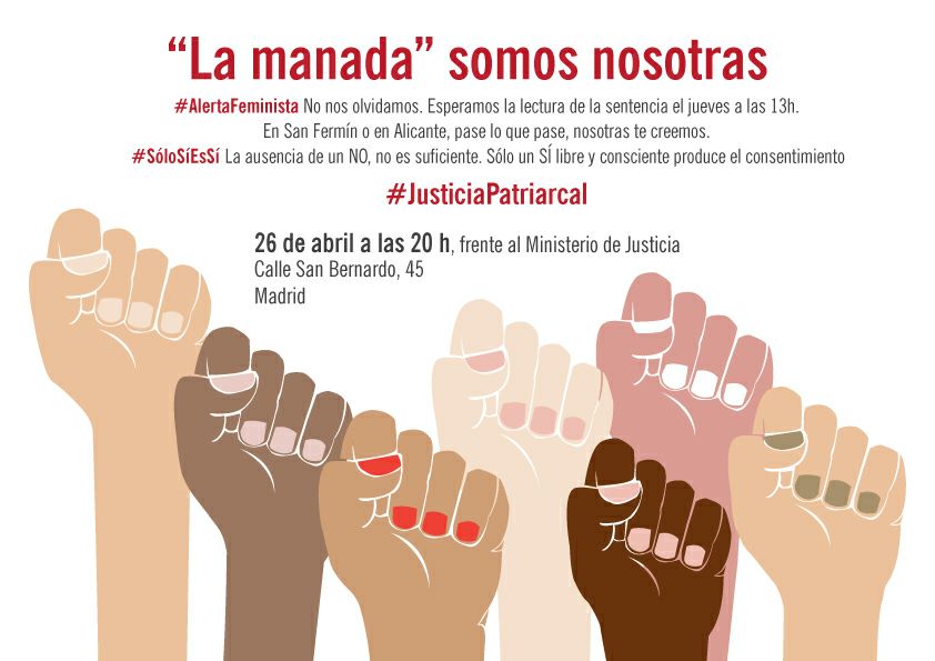 P_FeminyLGTBIcm's tweet photo. Cinco hombres contra una mujer a la que doblan el tamaño, en un portal. Si no te matan no #EsViolacion ?
El patriarcado enseña que las mujeres somos objetos de usar y tirar. 
No a la #JusticiaPatriarcal
Hay que llenar las calles
#YoSiTeCreo
#LaManada https://t.co/A8ouWVTEIE