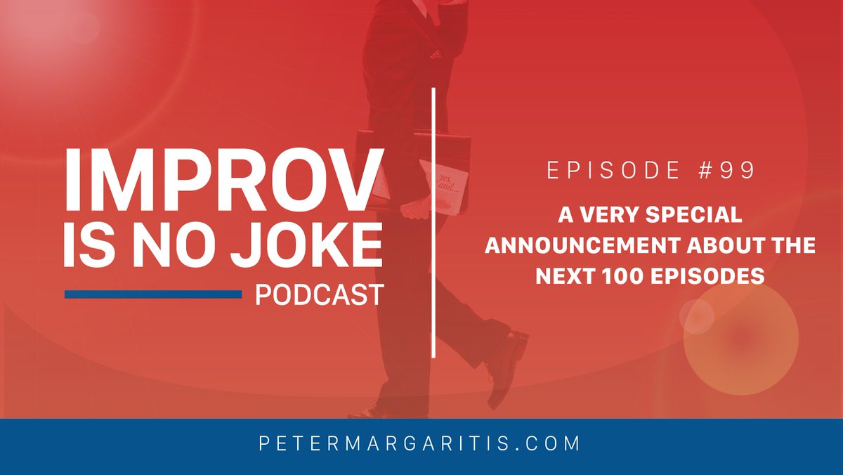pmargaritis's tweet photo. Tune into a new episode of #ImprovIsNoJoke podcast: A Very Special Announcement About the Next 100 Episodes. Today I’m celebrating my 100th episode (because I technically started this show with episode 0) – and I have a special announcement for all of you. https://t.co/UxV8uCZ8Ei https://t.co/v89TA8vMGg