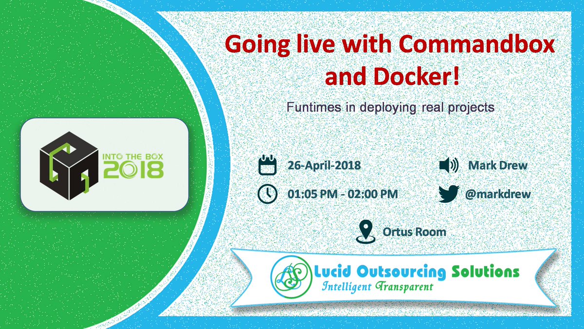 yogeshmathurjod's tweet image. Like to go live with #Commandbox and #Docker? join Mark Drew @markdrew in Ortus Room today at 01:05 PM to learn. #Intothebox #lucidsolutions @LucidSolutions_