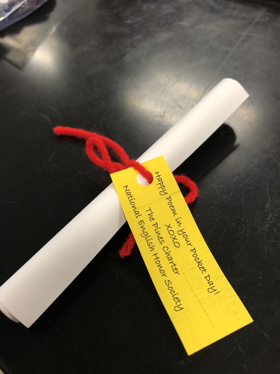 HAPPY POEM IN YOUR POCKET DAY! Take a poem from the NEHS members handing out poems and spread the message! #pinescharternehs #poeminyourpocketday