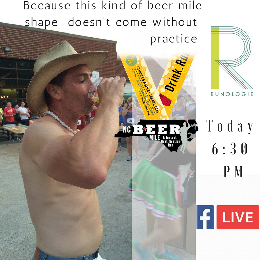 NCBeerMile's tweet photo. TODAY⚡️6:30PM (Sorry for the earlier time goof, it's Thirsty Thursday somewhere?)

Join us on Fs Series Facebook Live as we broadcast live from Runologie for the Beer Mile 🍺 🏃🏾  practice run! https://t.co/mawWqwqELK