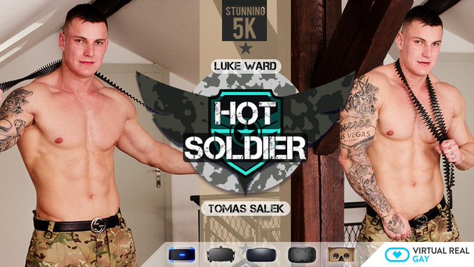 1 pic. #Soldier Luke Ward is armed to fuck you in 4K and 5K in a new #VR #Gay #Porn scene only at https://t