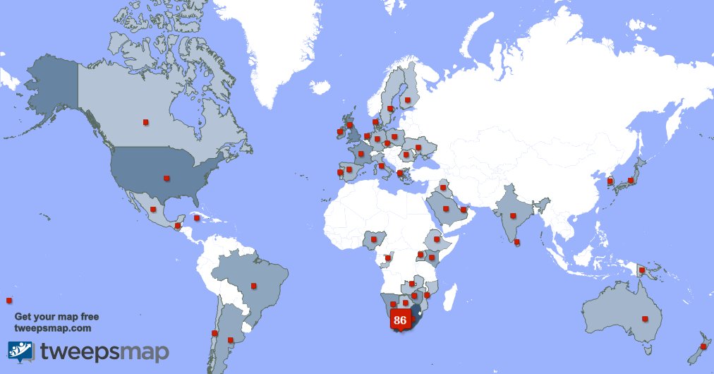 We have 13 new followers from South Africa, and more last week. See tweepsmap.com/!StevalPumas