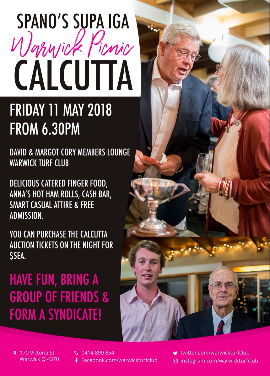 Don't forget about the Spano's SUPA IGA Warwick Picnic Calcutta!
#warwickpicnicraces #calcutta #formasyndicate #racingqueensland