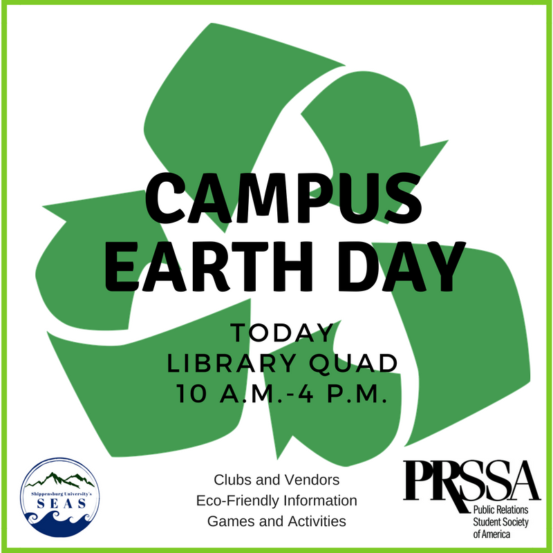Today's the day!! Come celebrate #EarthDay with over 30 clubs, organizations and vendors in the Quad! Play games, win prizes, and enjoy the beautiful weather 🌎 <a href="/shippensburgU/">Shippensburg University</a> #RecycleShip