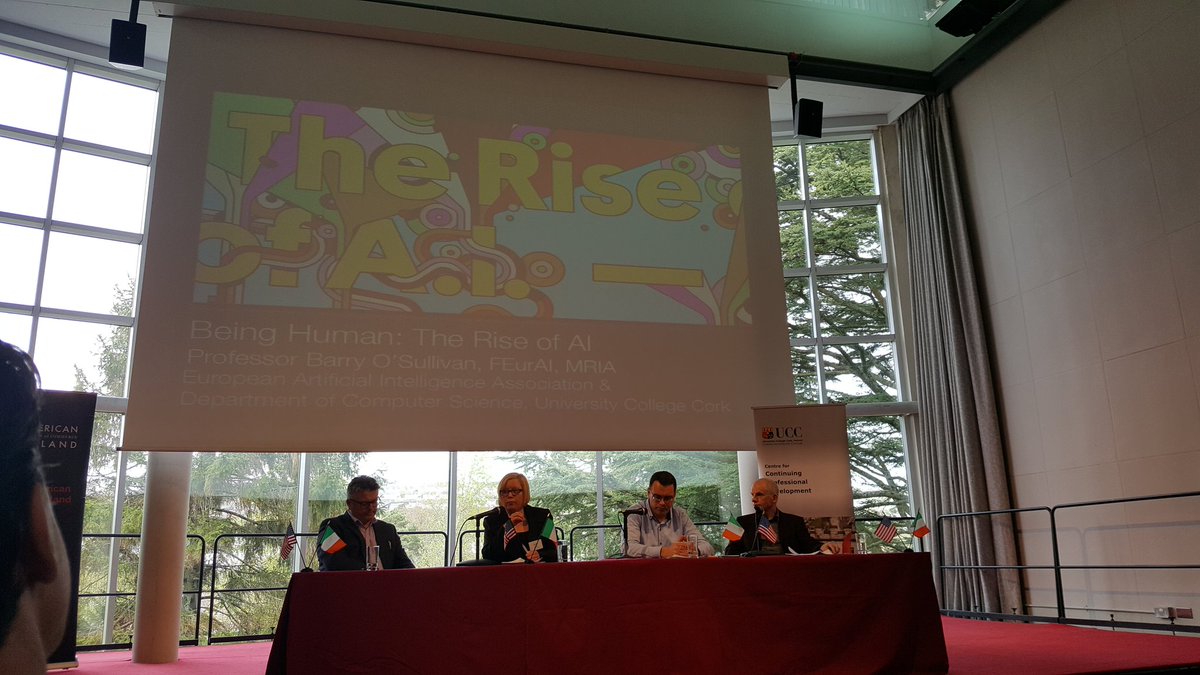 MichelleHRyan's tweet photo. @GlobalShares Delighted to be at UCC with @AmericanChamber to hear about the "The Rise of AI" in the Irish and Global world.  Amazing panel of speakers with the main insight from Professor Barry O'Sullivan.. https://t.co/AN7YGvPHBx