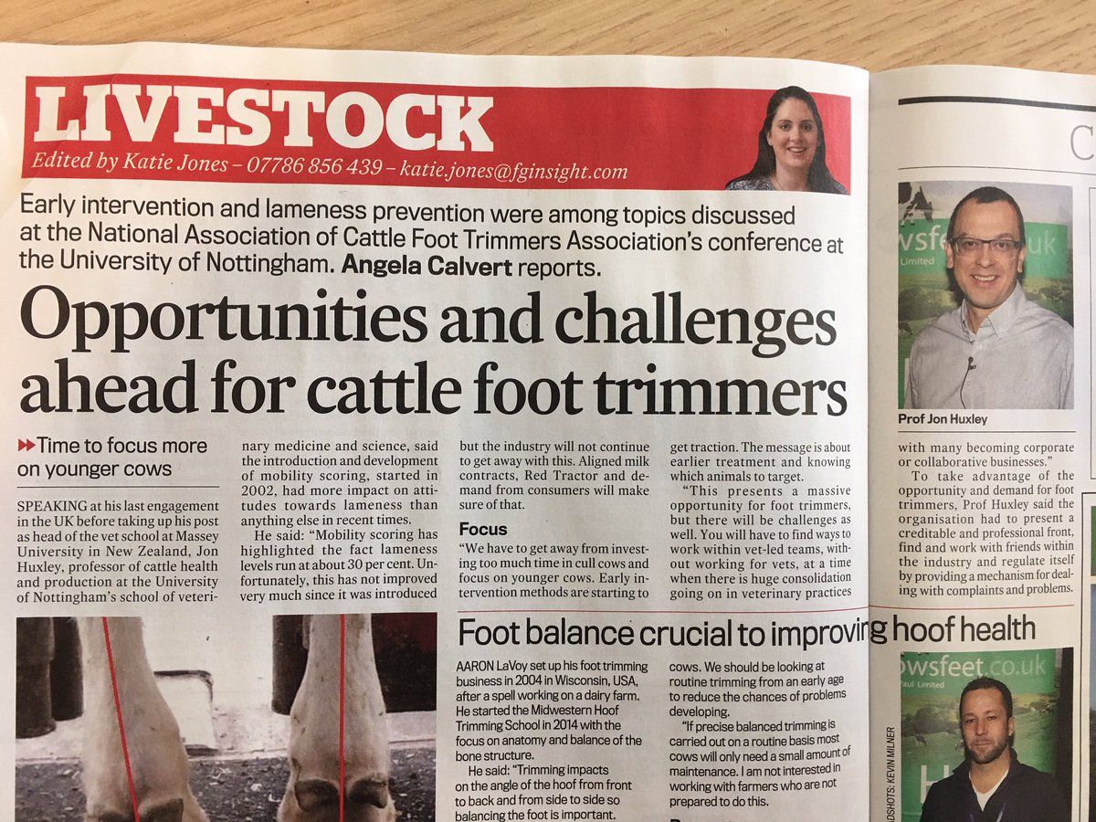 NACFTUK's tweet photo. Thank you so much @FGAngelaCalvert @FarmersGuardian for the great piece on our recent conference #NACFT @NottinghamVets Top speakers sharing great #KNOWLEDGE @HoofSource1 @Zinpro #teamdairy #nomorelamecows #ZeroLameness #welfare #herdhealth https://t.co/BWPLEnC3GI
