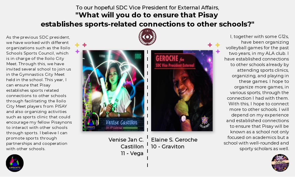 PSHSWVCComElec's tweet photo. And we’re getting into the big leagues! Literally, as our candidates for SDC VPE make their statement on how they plan to get Pisay just as recognizable in sports as it is in the academics. 👊 https://t.co/wkRmXSBJbT
