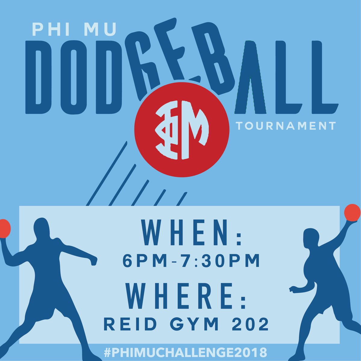 ➡️Come out &amp; play in the dodgeball tournament starting at 6pm!! Remember: it’s all FTK!!!#PhiMuChallenge2018