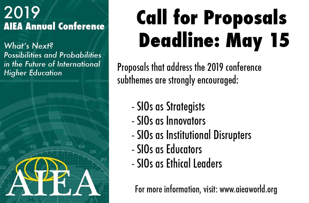 AIEAWorld's tweet image. The #AIEA2018 Call for Proposals is well underway! If you’re interested in learning more about the upcoming conference and how your session topic proposal may fit into the conference theme, find more information here: aieaworld.org/2019-cfp