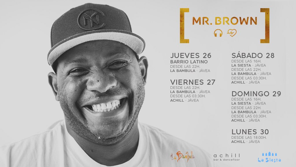 ¡Sonríe llegó el #jueves! 😜📸 Llega un fin de semana largoooo ¿Ya sabes donde ir? ¿no? Te doy algunas opciones donde voy a estar! 😎

Let's go! #Onfire #MrBrown #Dj #DjMrBrown
mrbrownlife.com/actuaciones/