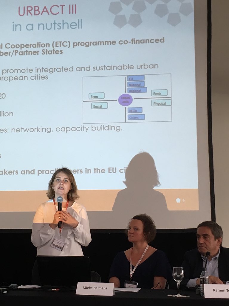 XaviTiana's tweet photo. The 9 cities of the @suburbanfringe project present their results in l’Hospitalet de Ll. Tomorrow more with the 8 metropolis of the #Meaning project talking about the possibilities of EU funding for urban regeneration and strategic projects. #AMB #reinventthefringe https://t.co/VGqJGPVcpE