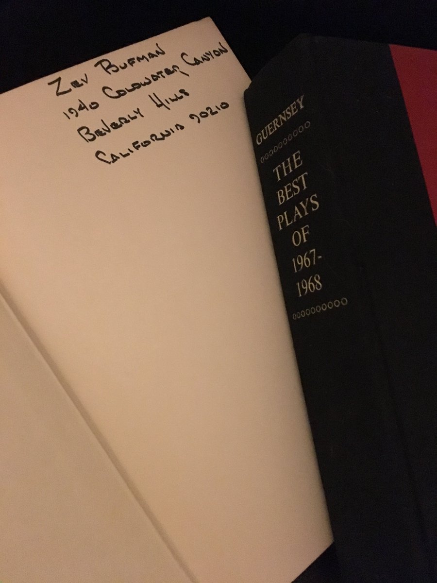 Script_Girrl's tweet image. Another killer book find at McKays Used books. Two volumes of plays from 1967/68 and 1969/70. Both of them have (famous Broadway Producer) Zev Bufman's name and address written in them. I checked his writing online. It matches perfectly with the writing in the books. I'm stoked!