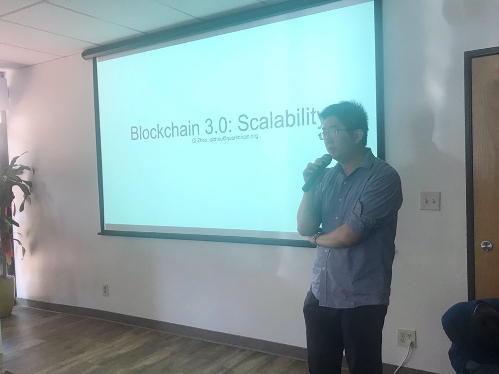 RealQuarkChain's tweet image. CEO's small share conference in California.Although there are only 40 seats on the scene, it can not stop people's enthusiasm.