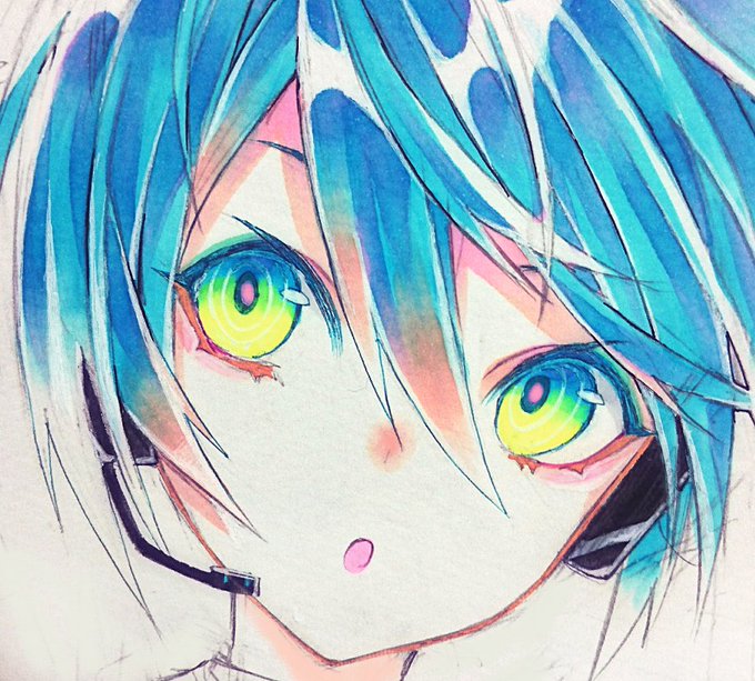 「blue hair yellow eyes」 illustration images(Oldest)