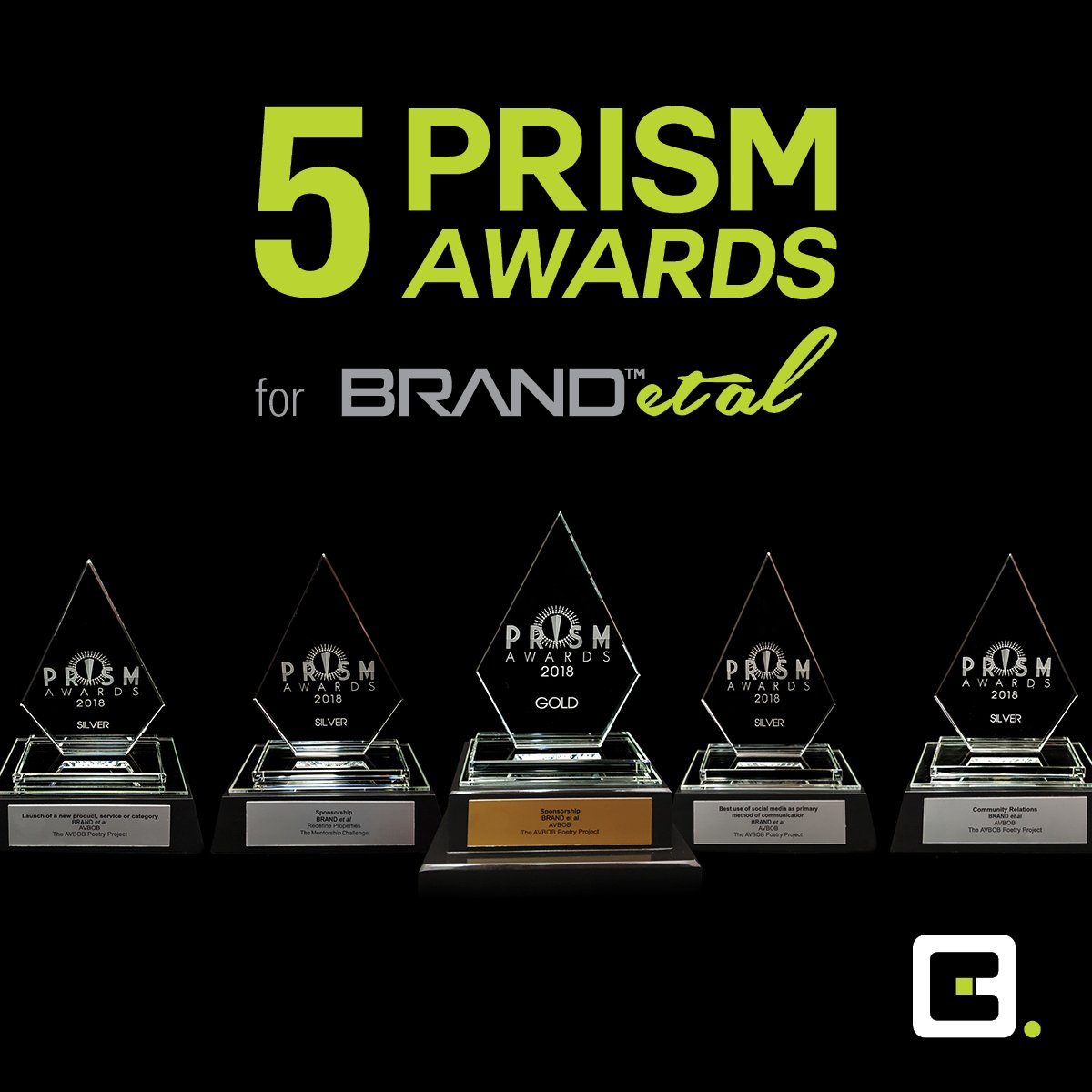 BRAND_etal's tweet photo. Competing with the industry's biggest and best, @BRAND_etal brought home five awards for our work on the @AVBOBpoetry Project and #RedefineProperties' The @mentorchallenge , winning both Silver and Gold in the Sponsorship category. #PRISMawards2018 https://t.co/9SaSvXmUPM