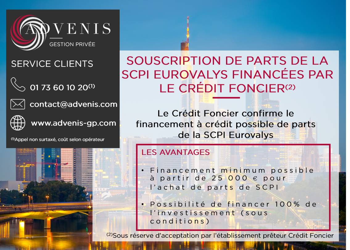 Advenis_IM's tweet photo. La SCPI Eurovalys financée par le Crédit Foncier de France. Contactez les conseillers Advenis Gestion Privée pour en savoir plus. #Eurovalys #Pub https://t.co/MGSvWjYXhn