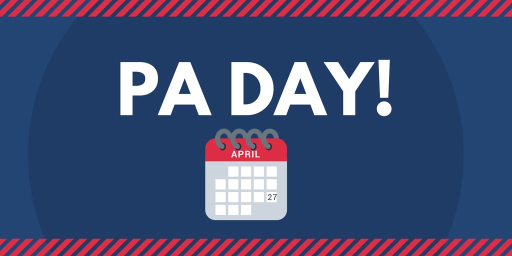 SMCDSB's tweet photo. Reminder that Friday, April 27 is a PA Day for all elementary and secondary schools. https://t.co/IYy2fM2gOU