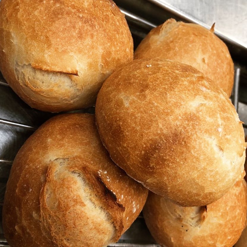 Check out these crusty rolls from <a href="/Zannisbakery/">Zanni's Bakery</a> made with their own heritage grains. Perfect with soup, or for a seriously hearty sandwich! They'll be with us on Saturday - find them in the High St from 10am to 2pm.