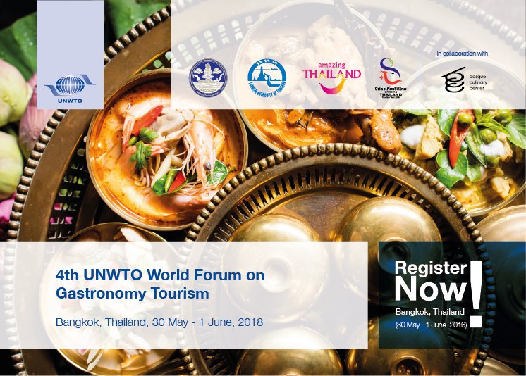 📝REGISTER NOW! 30 May - 1 June for the  4th UNWTO World Forum on Gastronomy Tourism in #Bangkok #Thailand <a href="/go2Thailand/">AmazingThailand</a> <a href="/MOTS_Thailand/">กระทรวงการท่องเที่ยวและกีฬา</a> <a href="/bculinary/">BasqueCulinaryCenter</a> #AffiliateMembers #Gastronomytourism 
Check the programme: affiliatemembers.unwto.org/event/4th-unwt…