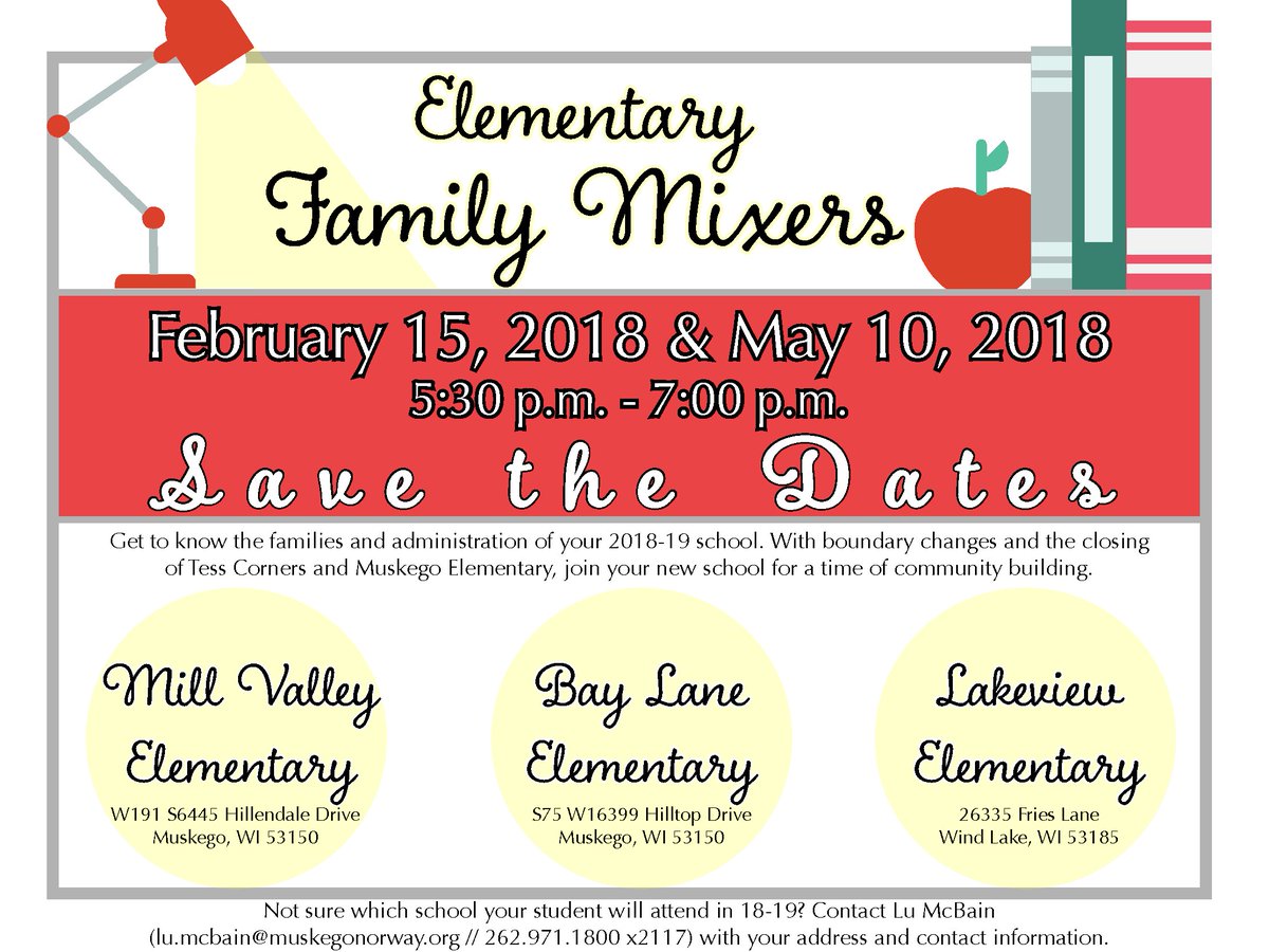 MuskegoNorwaySc's tweet photo. 2 weeks until the May 10th Elementary Family Mixers! Some of the buildings have RSVPs that need to be submitted for the event, so make sure you get yours in if that's your school. https://t.co/uOidOSnm1p