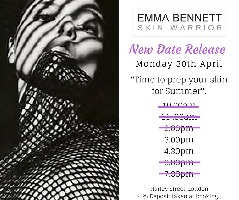 skin_warrior's tweet photo. Only 2 appointment left for London this Monday. It's your chance to get your skin looking it's very best in time for Summer. Email or Message to book. https://t.co/w697UKQ3tB