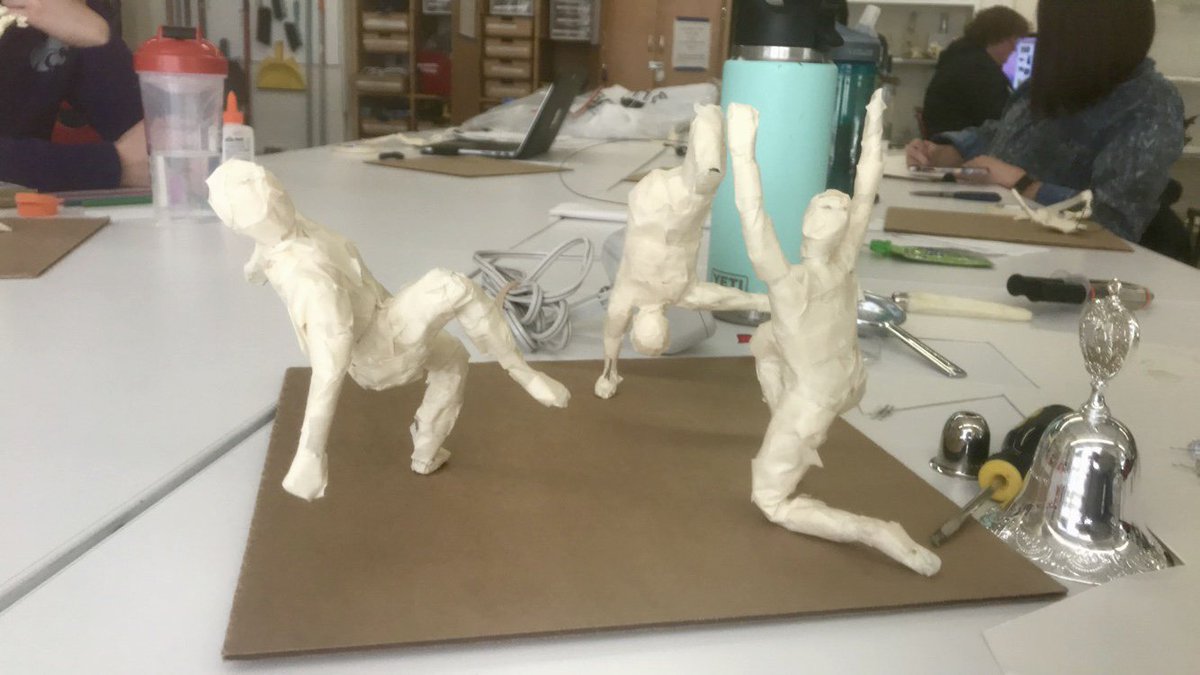 KStateArtDept's tweet photo. In 3D Design studios students are making tape figures for their current project, figurative assembly! #KState #artdept #art #3Ddesign #tapefigures #figurativeassembly #studioart #create #design #ART200 https://t.co/NuEn8a9IyG