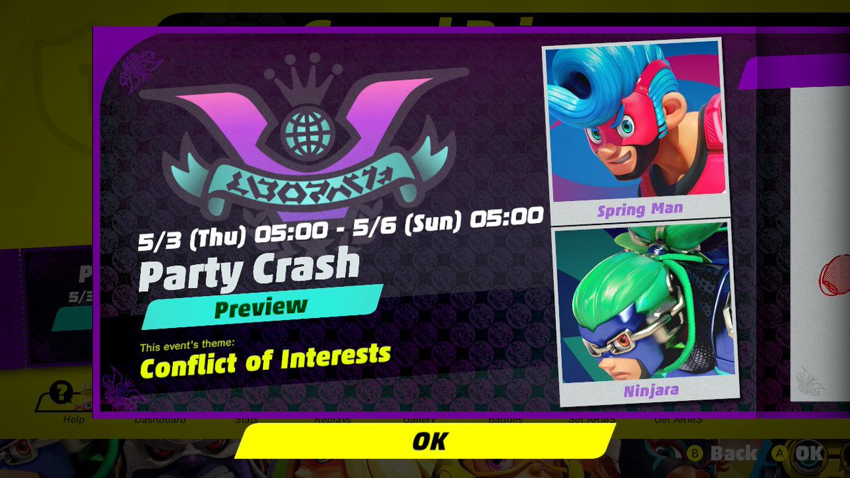 GoldDreams's tweet photo. Dear @NintendoAmerica You should never run #Splatfest the same weekend as #ARMSPartyCrash. Absolutely NEVER under any circumstances cause then people have to choose one event or the other which really hurts participation. Please don't let this happen again. https://t.co/APJTHzARJl