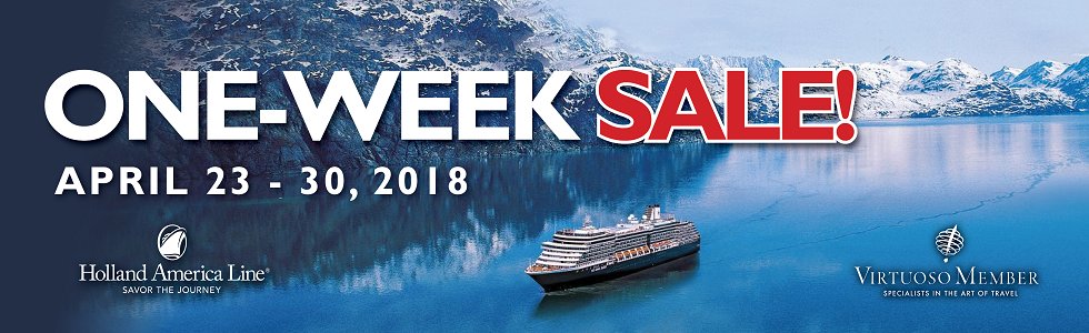 ONE WEEK SALE with <a href="/HALcruises/">Holland America Line</a> Canadian Prices, 50% Reduced Deposit, Shipboard Credit &amp; much more! maritimetravel.ca/holland-americ…