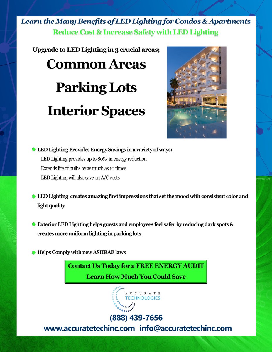 Reduce cost &amp; increase safety for your apartment or condo with LED Lighting. Call (888) 439-7656 for a FREE ENERGY AUDIT today