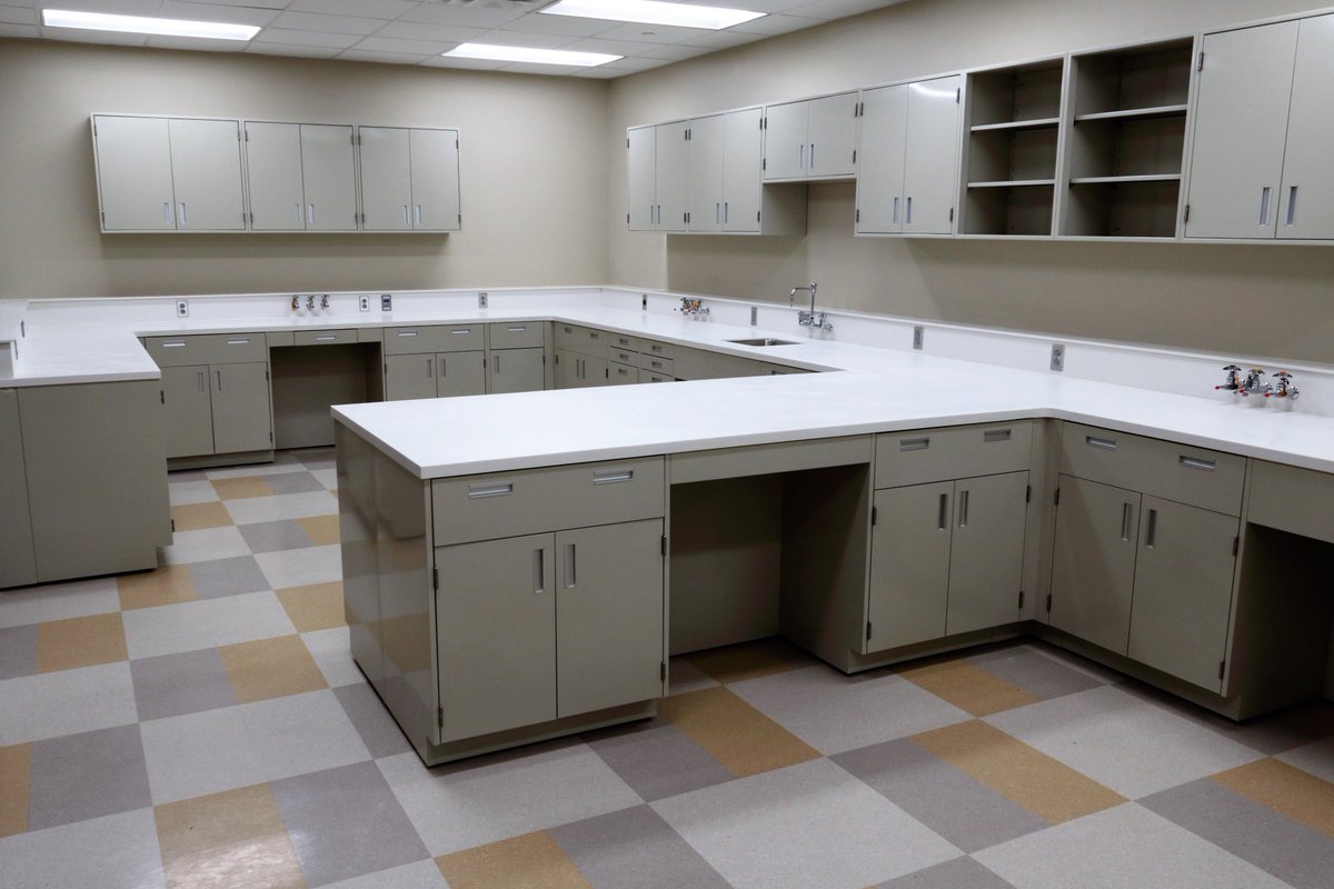NexlabI's tweet photo. Recently completed in Louisiana as part of the Hurricane Katrina Recovery Plan. We were excited to be a part of this renovation. Steel laboratory casework and solid surface countertops complete this transformation! https://t.co/E0rGpbGcup