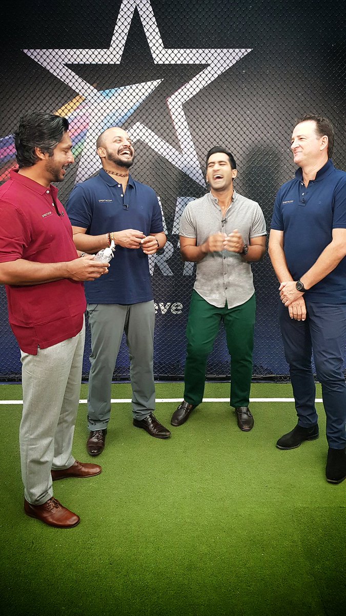 suhailchandhok's tweet photo. Plenty of laughs out with @KumarSanga2 @kartikmurali @juniorwaugh349 for our next #PowerShotChallenge @StarSportsIndia!
@ProfDeano watch your back is all I can say & @anilkumble1074 we missed you although you were bowling some beauties @SmaaashLive ๐๐
#IPL2018 #BESTvsBEST https://t.co/ajxAUXDLbo