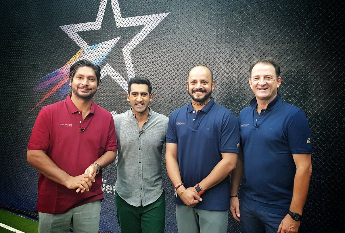 suhailchandhok's tweet photo. Plenty of laughs out with @KumarSanga2 @kartikmurali @juniorwaugh349 for our next #PowerShotChallenge @StarSportsIndia!
@ProfDeano watch your back is all I can say & @anilkumble1074 we missed you although you were bowling some beauties @SmaaashLive ๐๐
#IPL2018 #BESTvsBEST https://t.co/ajxAUXDLbo