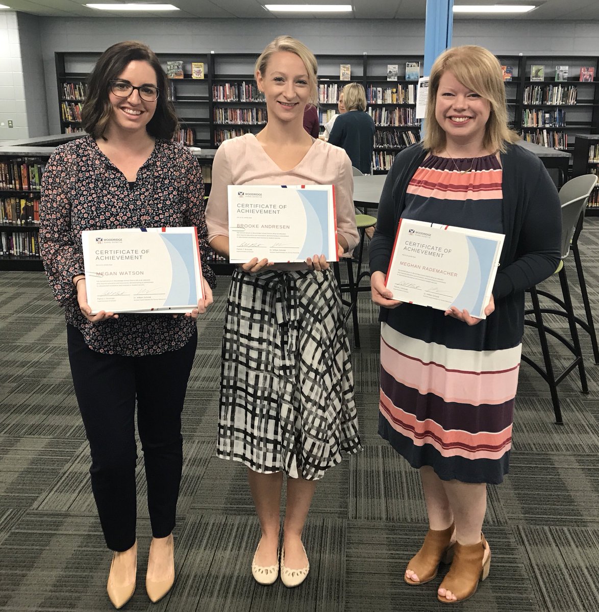 MrsRadTeach's tweet photo. Honored to be recognized by my school and district yesterday for earning my tenure! I am so happy to call @Woodridge68 home! And to be in such good company @mrswatsonreads and @LAwithMissA ❤️ #jjh68learns #innovate68 https://t.co/fQZxx87IKt