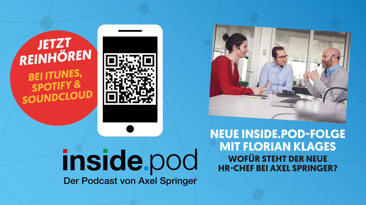 Freya_SW's tweet photo. Der neue inside.pod mit Corporate-HR-Chef @florianklages ist da. Wir sprechen über #NewWork, Vertrauen und seine Ziele für den Personalbereich bei @axelspringer. Zu hören auf Soundcloud: https://t.co/9pcJiU26uS https://t.co/YRW92UpflX