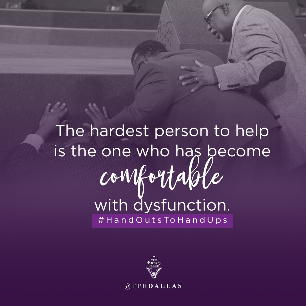 TPHDallas's tweet photo. โThe hardest person to help is the one who has become comfortable with dysfunction.โ - @BishopJakes
Have you ever felt as if youโre stuck in a cycle of dysfunction? Whether youโre at home or at work, you are constantly torm... #HandOutsToHandUps https://t.co/LLZTdrnXo7 #TPHOnline https://t.co/MId19BFIO0