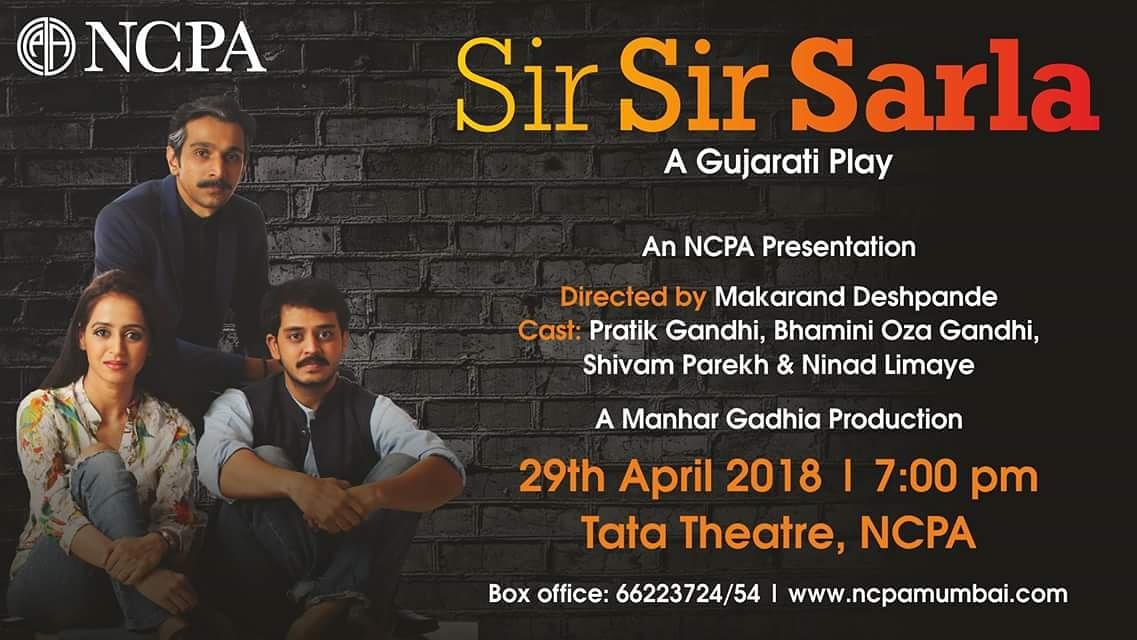 pratikg80's tweet photo. Super excited to perform #sirsirsarla @NCPAMumbai on 29th Apr. Don't miss this guys.
@MakrandOfficial @bhaminioza @shivamparekh @kajalgadhia #gujaratitheatre #theatreislife #actorcouple https://t.co/sdeLlXMEXE