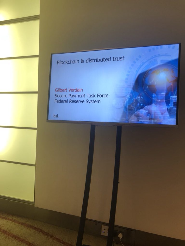 quantnetwork's tweet image. Quant CEO @gverdian speaking at the BSI standards forum London, This morning; including @Dyson @Microsoft @Jaguar Land Rover as well as the Director General of British Chamber of Commerce. #blockchain #DistributedTrust