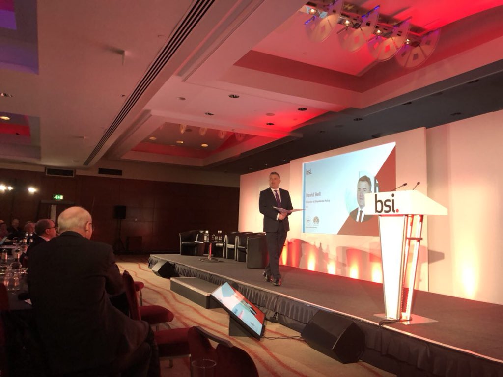 quantnetwork's tweet image. Quant CEO @gverdian speaking at the BSI standards forum London, This morning; including @Dyson @Microsoft @Jaguar Land Rover as well as the Director General of British Chamber of Commerce. #blockchain #DistributedTrust
