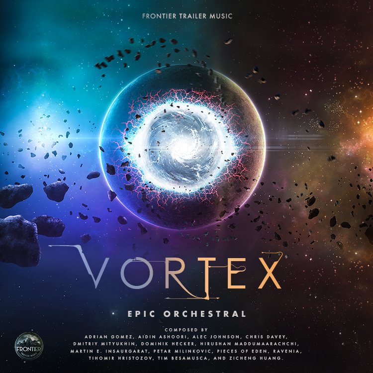 RaveniaOfficial's tweet photo. It's great to be a part of Frontier Trailer Music's album Vortex with our epic orchestral track "Immortals". 
Thanks to everyone involved and what an awesome artwork by Darin Leach, who by the way also made our new logo.😀
Stay epic! https://t.co/5294I1YXSB